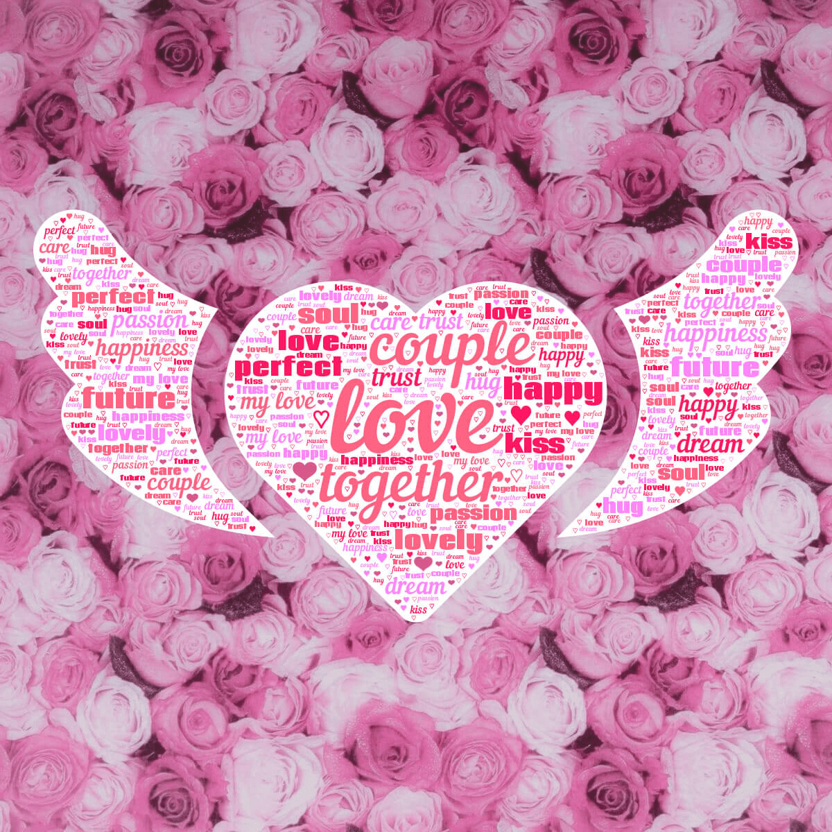 Word cloud: Winged Heart: A Love Message